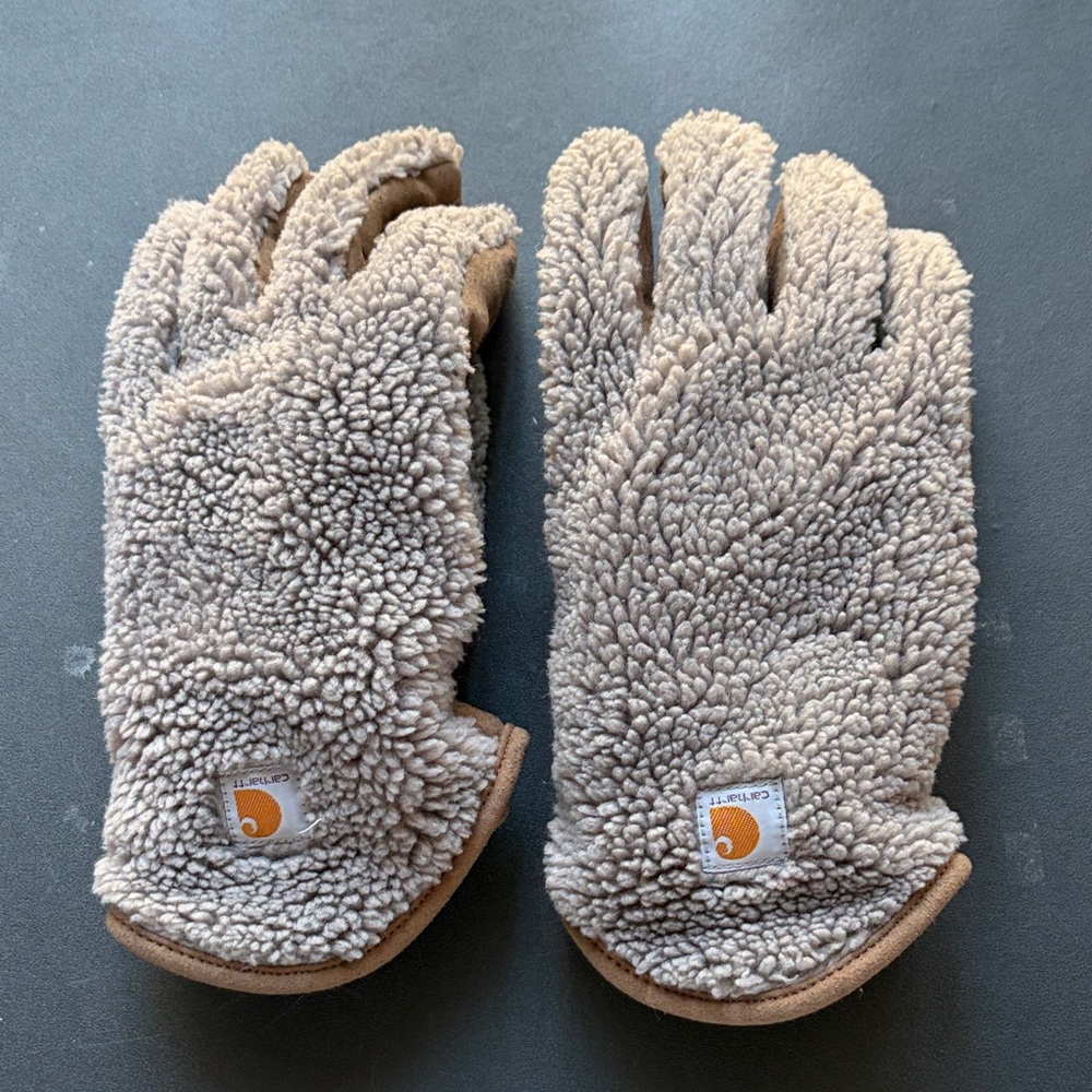 Carhartt Fleece Sherpa Gloves in Beige Size Large